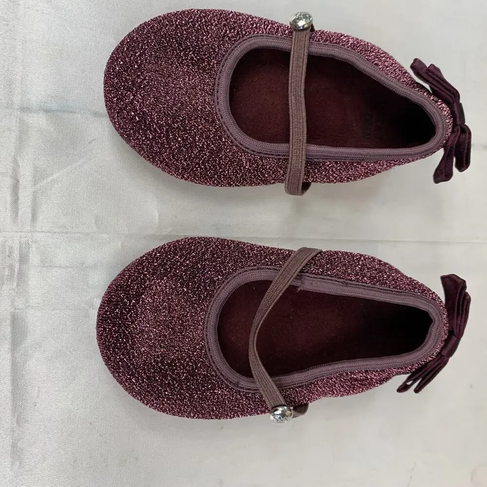 Girls Stuart Weitzman‎ Sparkly Purple Mary Jane Dress Holiday Shoes With Bow 4